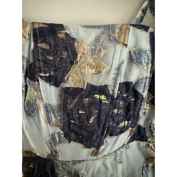 Lulu’s Cheerfully Perfect Blue Floral Jacquard Puff Sleeve Mini Dress Size M New - Picture 15 of 15